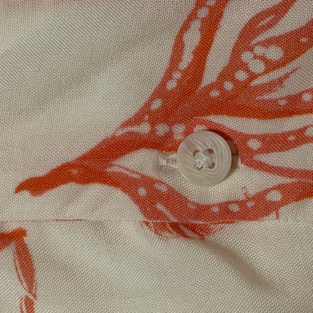 Men’s Short-Sleeve Lobster Print Shirt - Cream with Coral - Picture 6 of 12